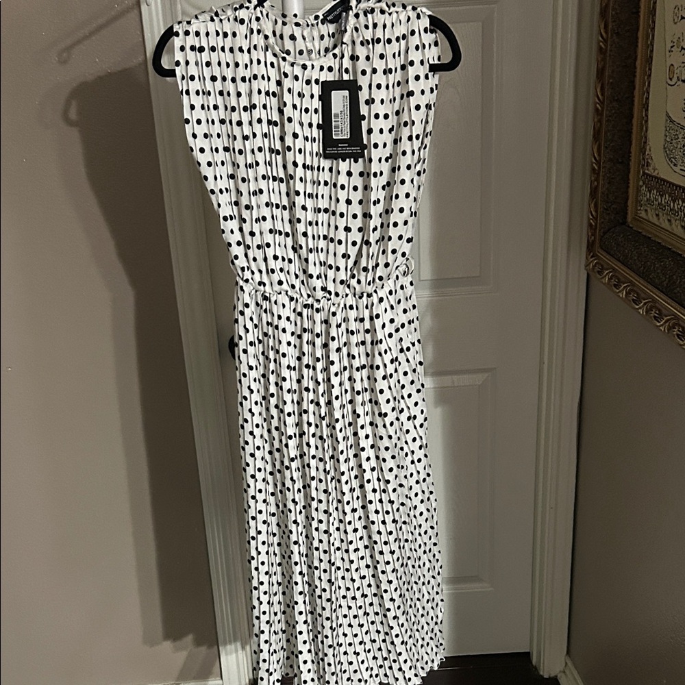 PrettyLittleThing Black and White Polka Dot Midi Dress